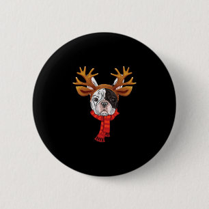 Macaron Rond 5 Cm Bouledogue français Noël Renne Antilopes Noël