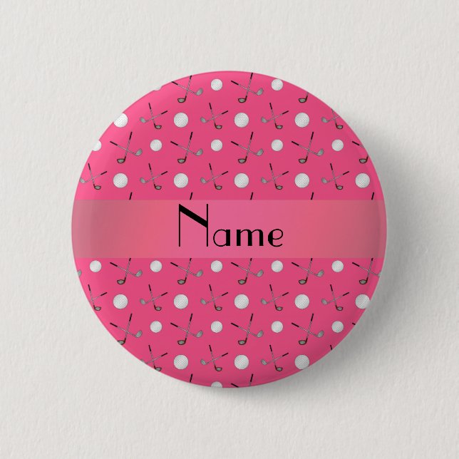Macaron Rond 5 Cm Boules de golf roses nommées personnalisées (Devant)