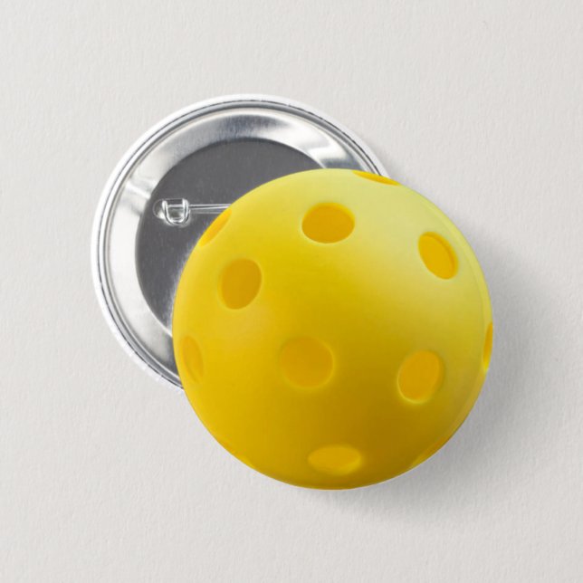 Macaron Rond 5 Cm Boules de Pickleball - Bouton de Pickleball Jaune (Devant & derrière)