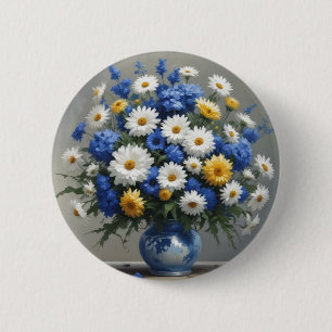 Macaron Rond 5 Cm Bouquet de fleurs Elégante aquarelle