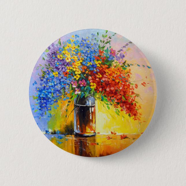 Macaron Rond 5 Cm Bouquet de fleurs sauvages (Devant)