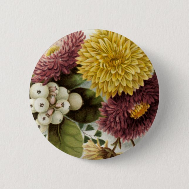 Macaron Rond 5 Cm Bouquet de la maman fleur de chrysanthème (Devant)