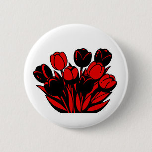 Macaron Rond 5 Cm Bouquet de tulipes rouges et noires
