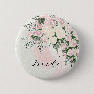 Macaron Rond 5 Cm Bouquet de Wisteria Rose et noeud papillon Brides