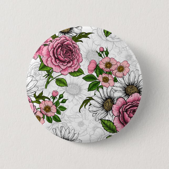 Macaron Rond 5 Cm Bouquets d'été (Devant)
