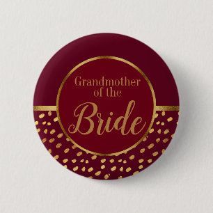 Macaron Rond 5 Cm Bourgogne et Or Grand-mère de la Mariée Mariage