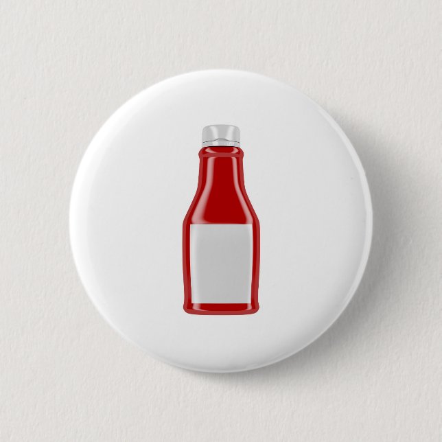 Macaron Rond 5 Cm Bouteille de ketchup avec l'étiquette vide (Devant)