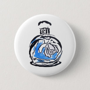 Macaron Rond 5 Cm Bouteille de parfum d'illustration de mode bleue