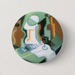 Macaron Rond 5 Cm Bouteille et Compotier par Juan Gris, Cubisme Vint