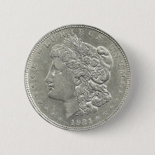 Macaron Rond 5 Cm Bouton 1921 de dollar en argent de Morgan