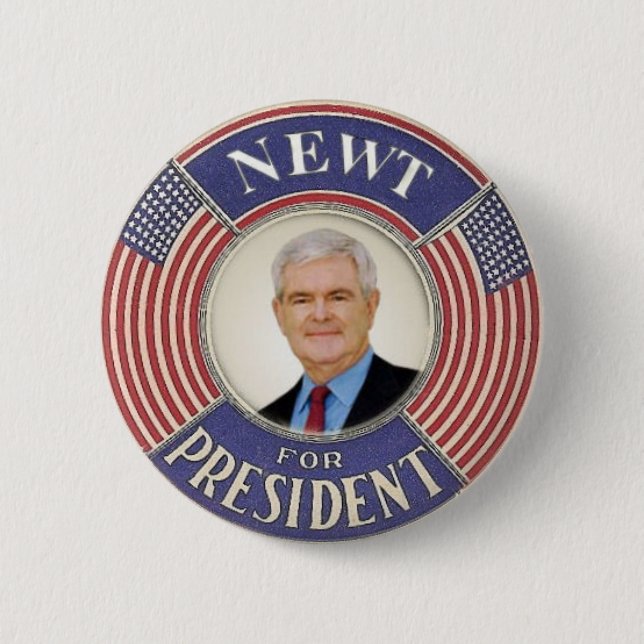 Macaron Rond 5 Cm Bouton 2012 de Newt Gingrich (Devant)