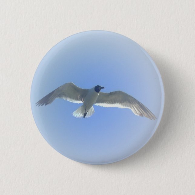 Macaron Rond 5 Cm Bouton 2 de mouette en vol (Devant)