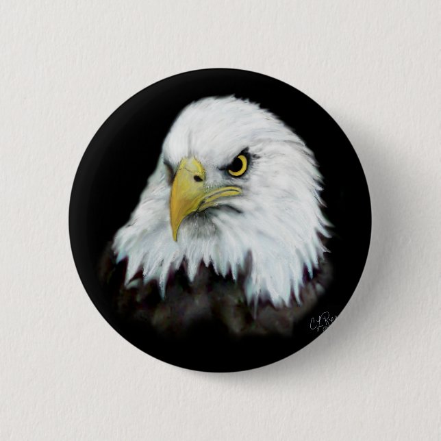 Macaron Rond 5 Cm Bouton 2 d'Eagle chauve (Devant)