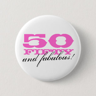 Macaron Rond 5 Cm Bouton 50e anniversaire   50 et fabuleux !