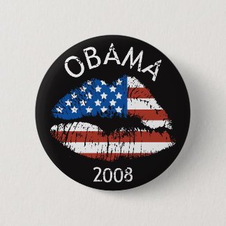Macaron Rond 5 Cm Bouton 61015 de lèvres d'Obama 2008 USA