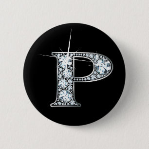 Macaron Rond 5 Cm Bouton à bille de diamant "P"