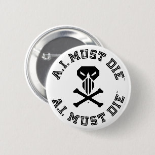 Macaron Rond 5 Cm Bouton A.I. Must Die™ Logo (Police Collège)