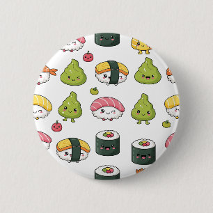 Macaron Rond 5 Cm Bouton à motif de sushi Kawaii mignon   Épinglette