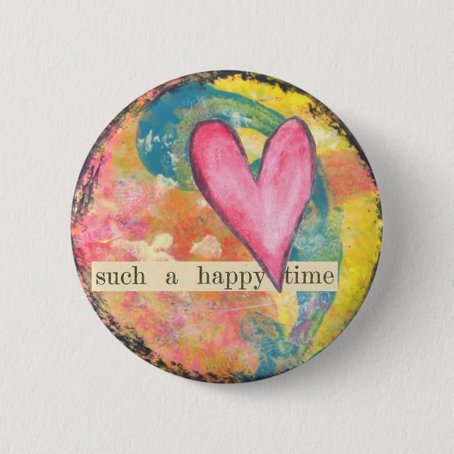 Macaron Rond 5 Cm bouton abstrait de goupille de coeur (Devant)