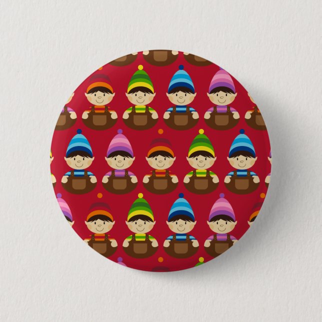Macaron Rond 5 Cm Bouton adorable de Noël d'elfes (Devant)