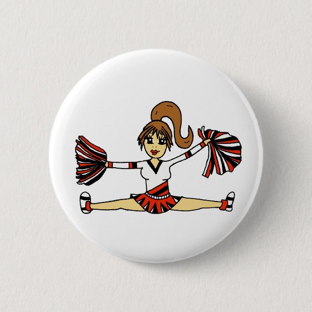 Macaron Rond 5 Cm Bouton adorable de pom-pom girl (Devant)