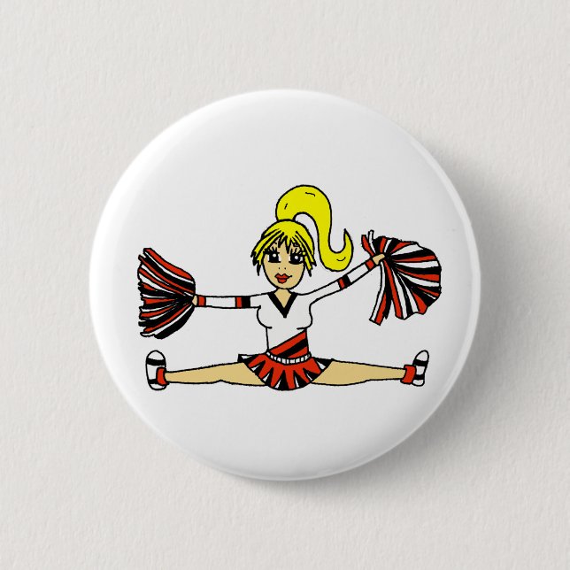 Macaron Rond 5 Cm Bouton adorable de pom-pom girl (Devant)