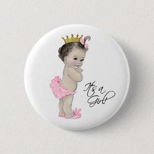 Macaron Rond 5 Cm Bouton Adorable Princesse Rose C'est une Fille