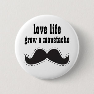 Macaron Rond 5 Cm BOUTON affectueux de moustache de la vie