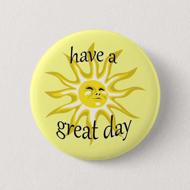 Macaron Rond 5 Cm Bouton Affirmative Sunshine Great Day (Devant)