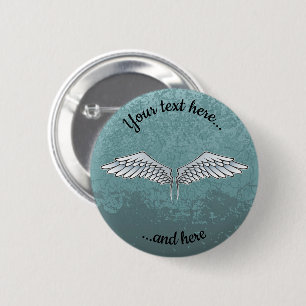 Macaron Rond 5 Cm Bouton Ailes gris bleu