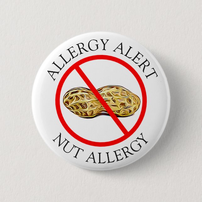 Macaron Rond 5 Cm Bouton Alerte d'allergie aux arachides sévères (Devant)