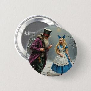 Macaron Rond 5 Cm Bouton Alice d'hiver