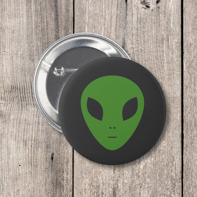 Macaron Rond 5 Cm Bouton Alien vert (Green Alien Button)