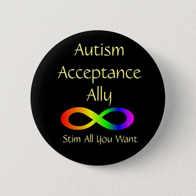 Macaron Rond 5 Cm Bouton Ally Acceptation de l'autisme (Devant)