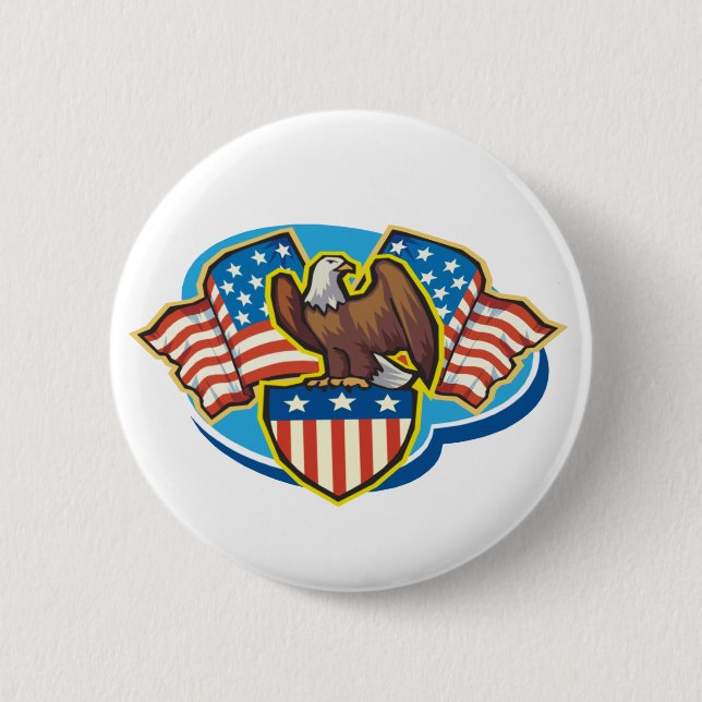 Macaron Rond 5 Cm Bouton American Eagle (Devant)
