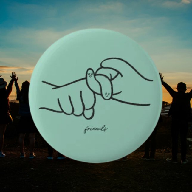 Macaron Rond 5 Cm Bouton Amis ASL - Petit signe, Gros sens (Créateur téléchargé)