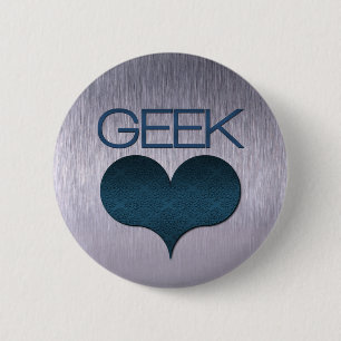 Macaron Rond 5 Cm Bouton Amour geek (Coeur), Bleu foncé