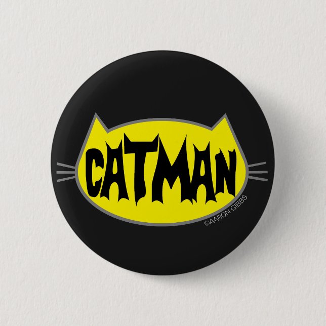 Macaron Rond 5 Cm Bouton Amoureux des chats CATMAN (Devant)