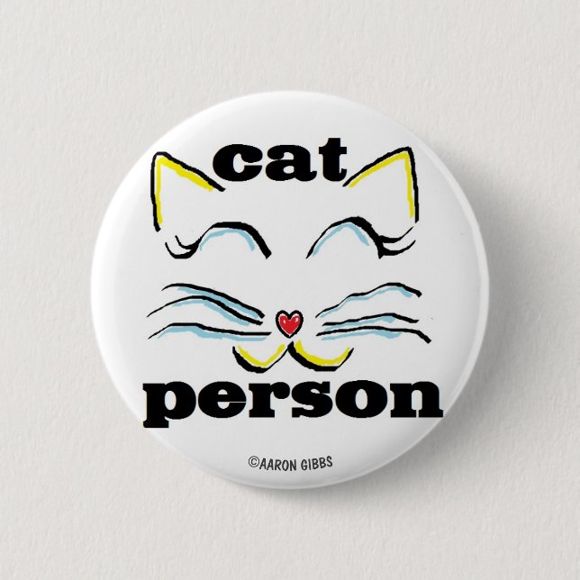 Macaron Rond 5 Cm Bouton Amoureux des chats de personne de chat (Devant)