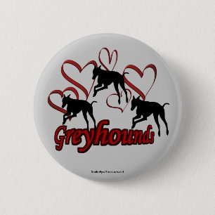Macaron Rond 5 Cm Bouton Amoureux des chiens Silhouette des Coeurs G