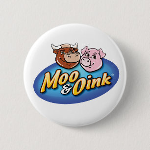 Macaron Rond 5 Cm Bouton amusant Moo & Oink