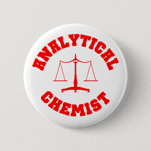 Macaron Rond 5 Cm Bouton analytique de chimiste (rouge)