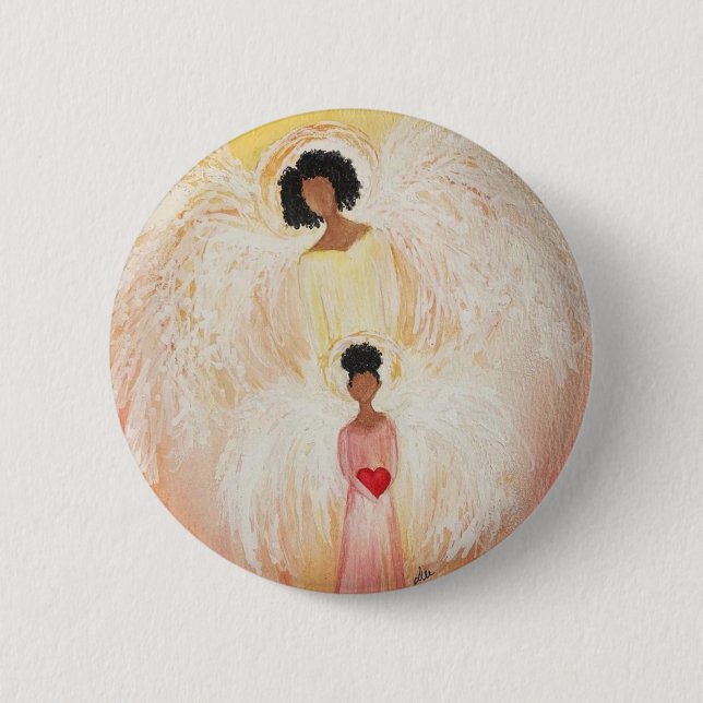Macaron Rond 5 Cm Bouton Angel Love (Devant)