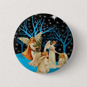 Macaron Rond 5 Cm Bouton Angels d'hiver