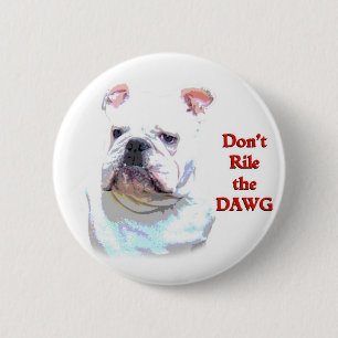 Macaron Rond 5 Cm Bouton anglais blanc de bouledogue
