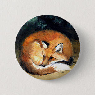 Macaron Rond 5 Cm Bouton animal d'art "de Fox somnolent"