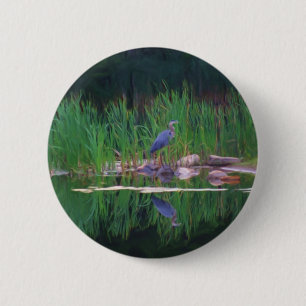 Macaron Rond 5 Cm Bouton animal de peinture de réflexions bleues de 