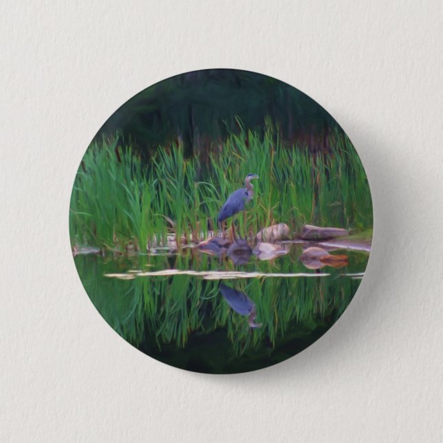 Macaron Rond 5 Cm Bouton animal de peinture de réflexions bleues de  (Devant)