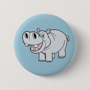 Macaron Rond 5 Cm Bouton Animé d'hippopotame