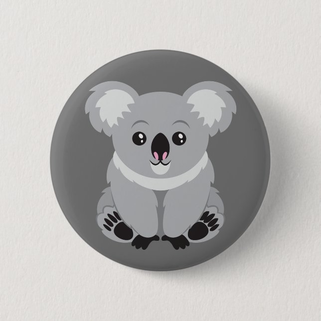 Macaron Rond 5 Cm Bouton Animé d'ours de koala (Devant)